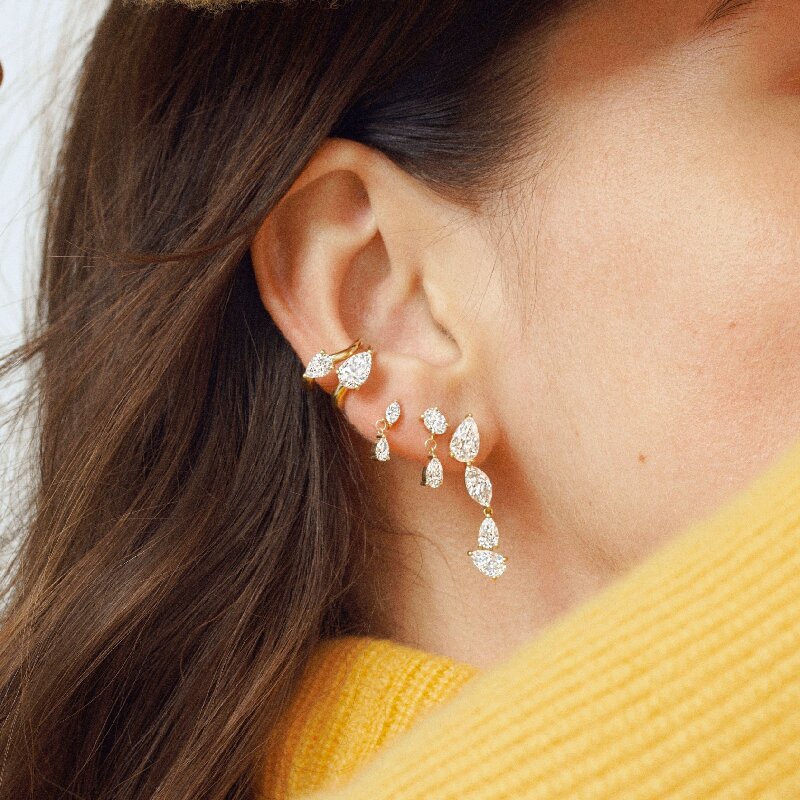 Pear and Oval Cut Drop Earrings