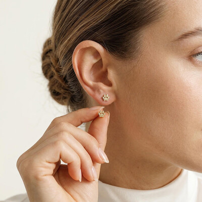 Engraved Paw Print Name Stud Earrings