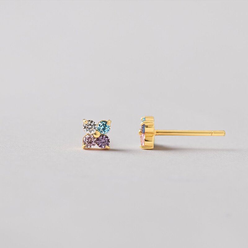 Custom Round Birthstone Stud Earrings