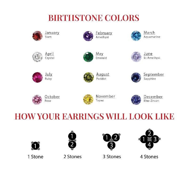 Custom Round Birthstone Stud Earrings
