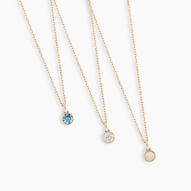 Simple Round Birthstone Necklace