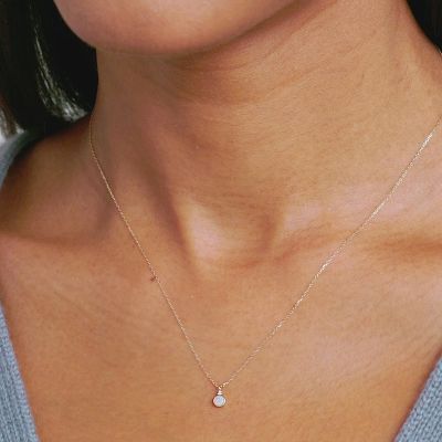 Simple Round Birthstone Necklace