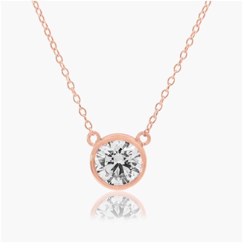 Classic Bezel Brilliant Round Diamond Necklace