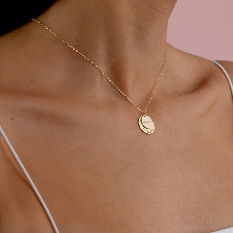 Engraved Name & Date Disk Necklace