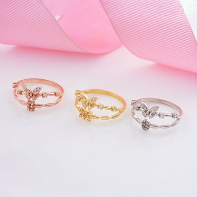 Diamond  Initial Butterfly Ring