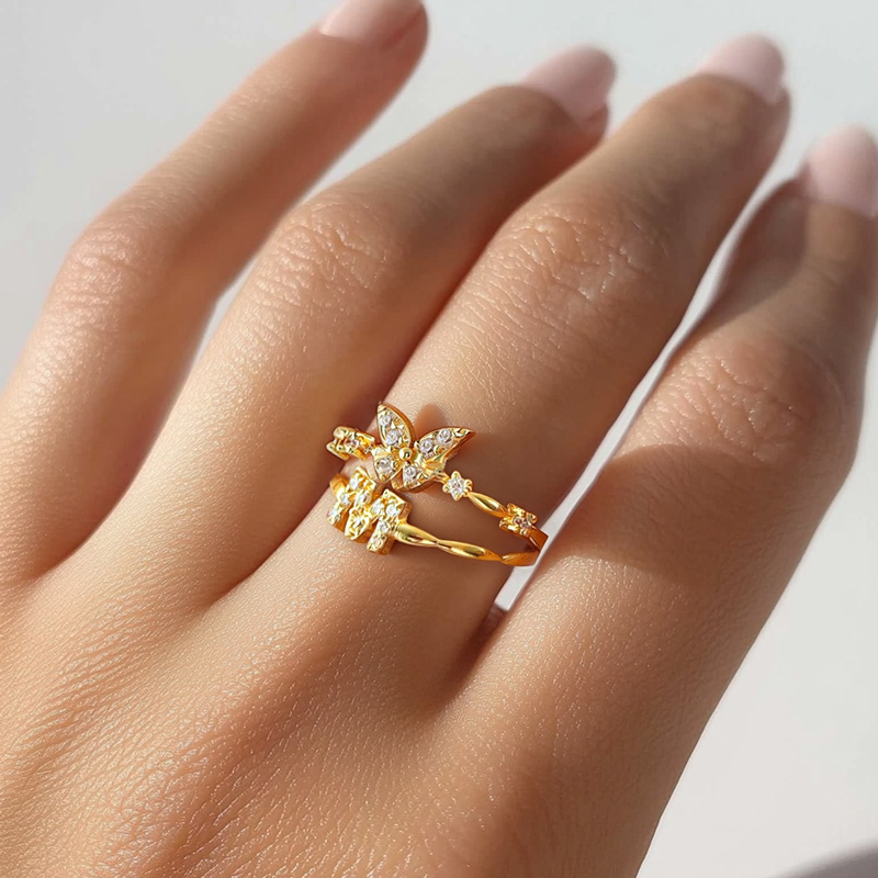 Round Cut Butterfly & Letters Custom VVS Moissanite S925 Silver Engagement Ring