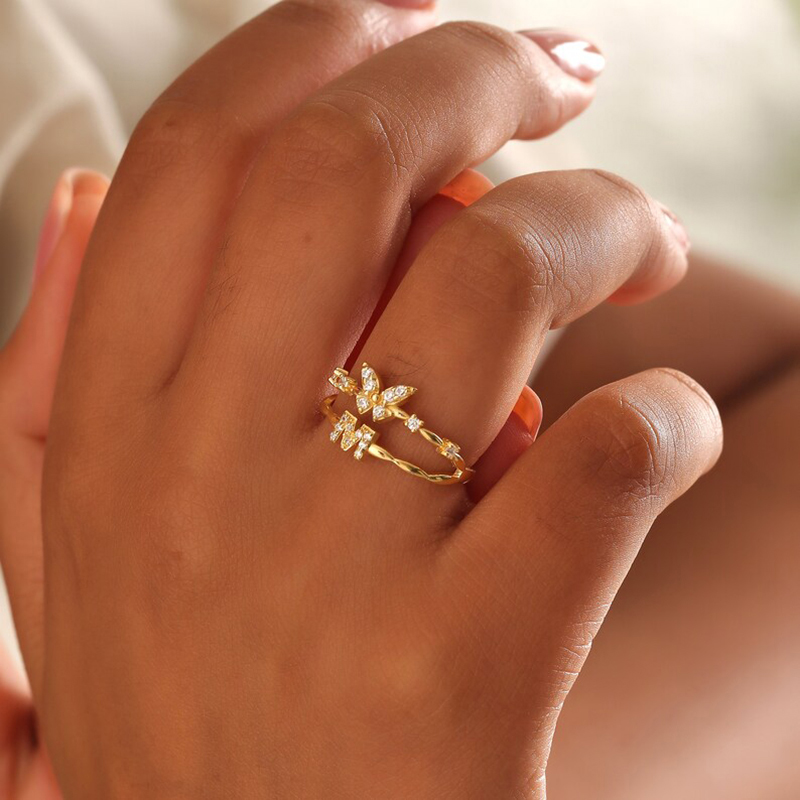 Round Cut Butterfly & Letters Custom VVS Moissanite S925 Silver Engagement Ring