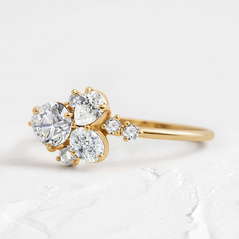 0.735CT Round & Oval Cut S925 Silver Moissanite Engagement Ring