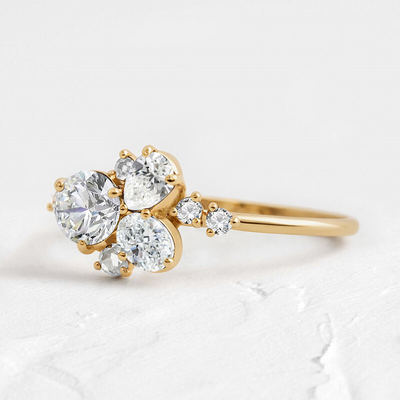 0.735CT Round & Oval Cut S925 Silver Moissanite Engagement Ring