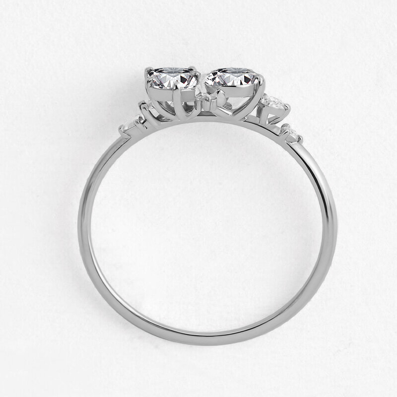 0.735CT Round & Oval Cut S925 Silver Moissanite Engagement Ring