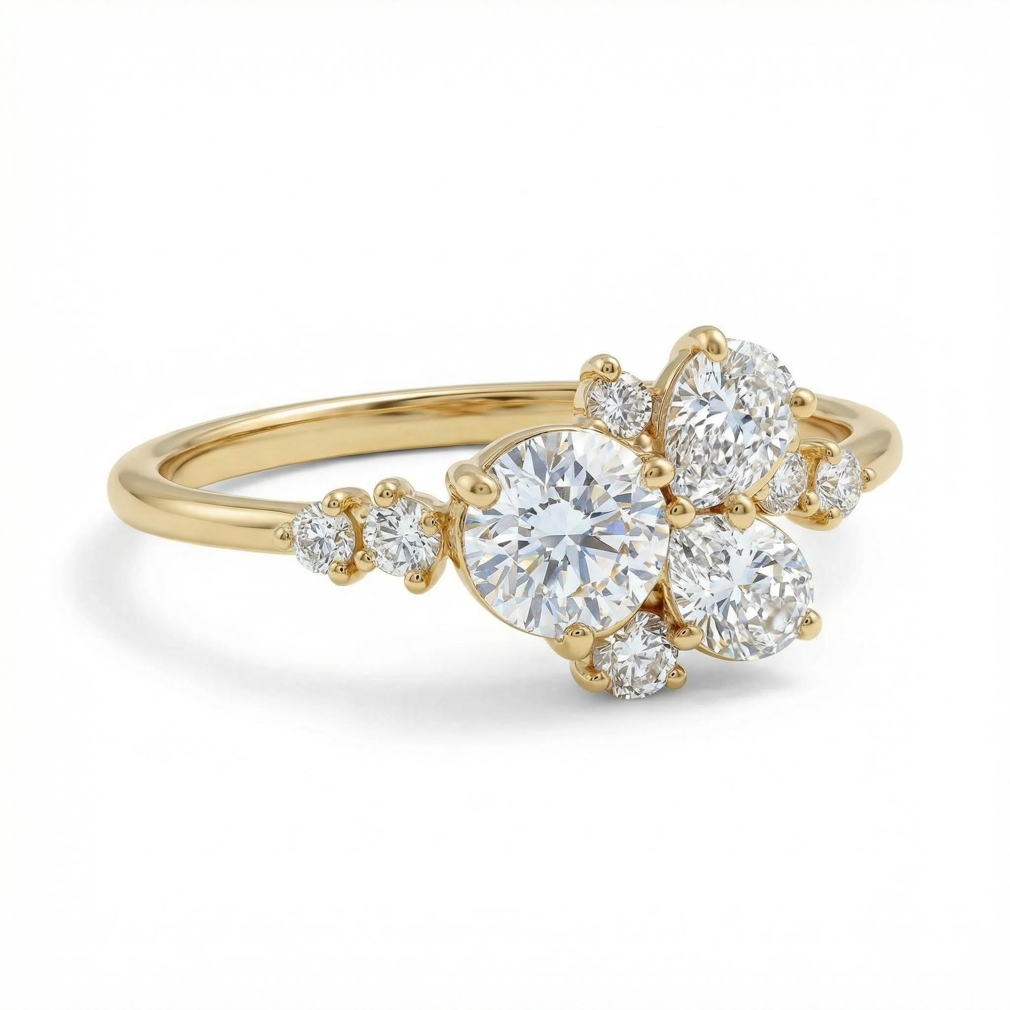 0.735CT Round & Oval Cut S925 Silver Moissanite Engagement Ring