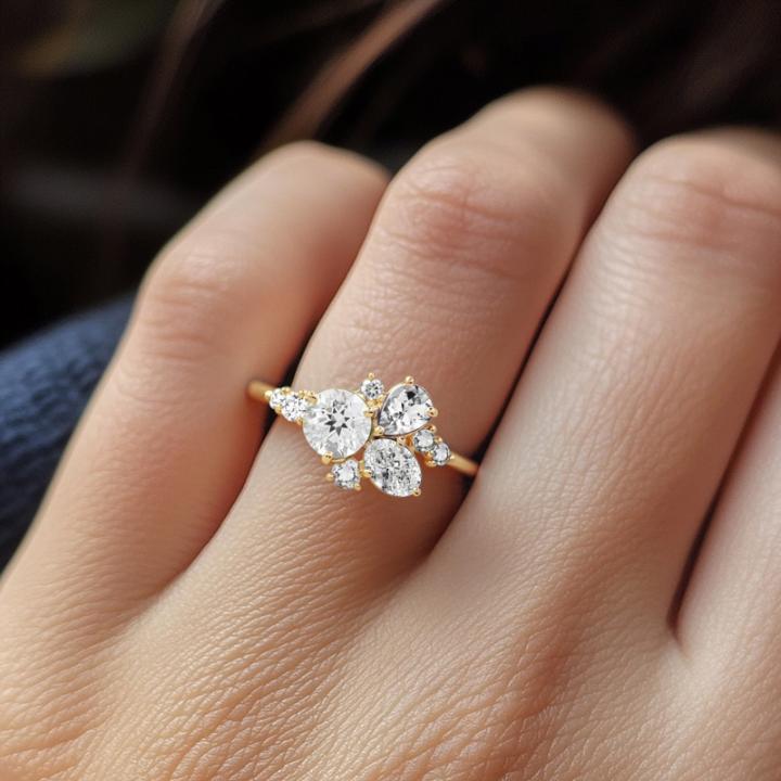 0.735CT Round & Oval Cut S925 Silver Moissanite Engagement Ring