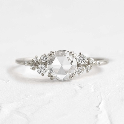 Round Rose Cut Engagement Ring
