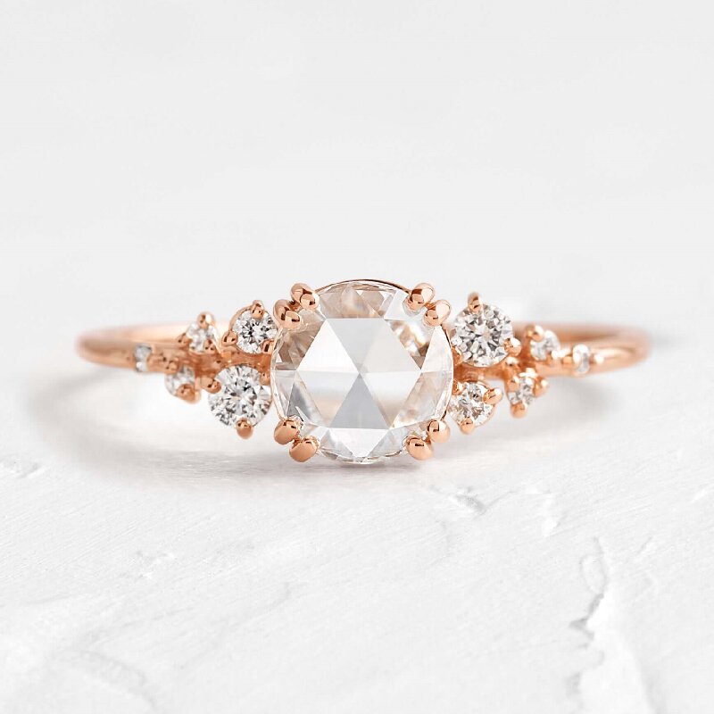 Round Rose Cut Engagement Ring