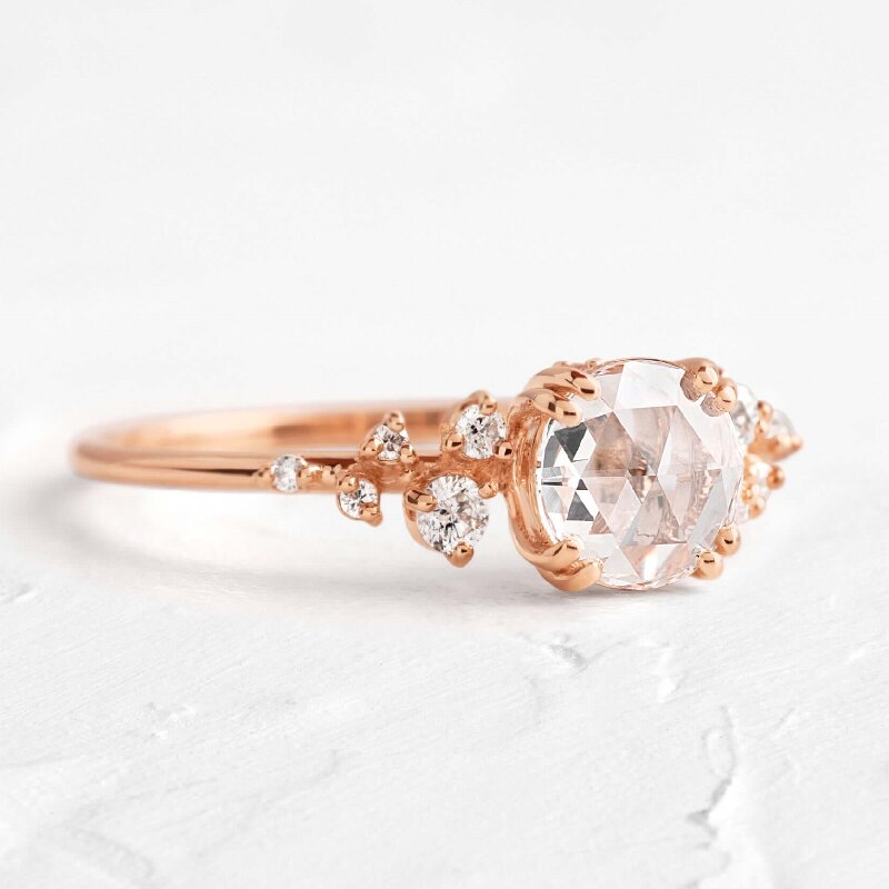 Round Rose Cut Engagement Ring