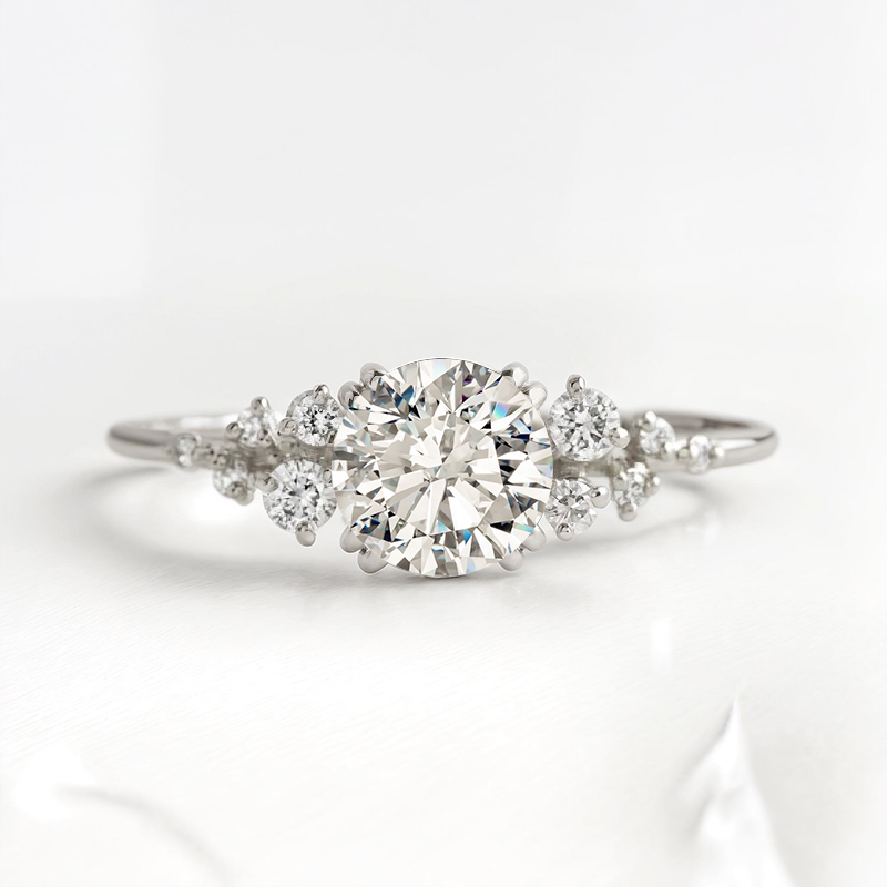 0.63CT Round VVS Moissante S925 Silver Cut Engagement Ring