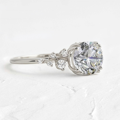 0.63CT Round VVS Moissante S925 Silver Cut Engagement Ring