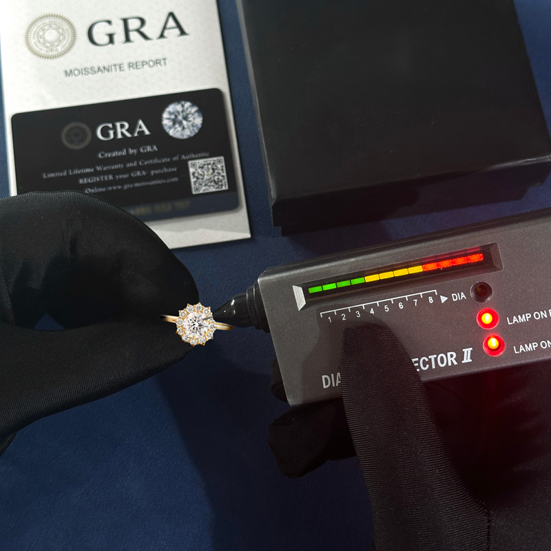 1.36CT Sunflower Round Cut VVS Moissanite S925 Silver Engagement Ring