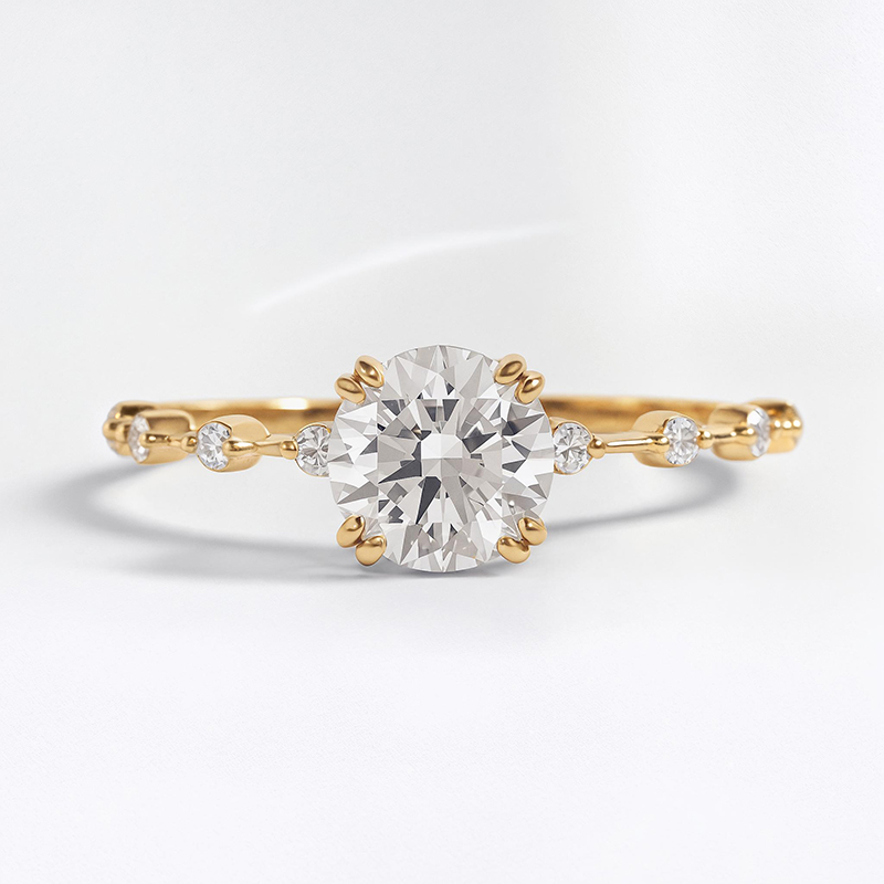 0.716CT Round Cut VVS Moissanite S925 Silver Engagement Ring