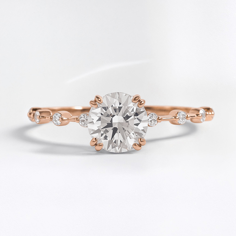 0.716CT Round Cut VVS Moissanite S925 Silver Engagement Ring