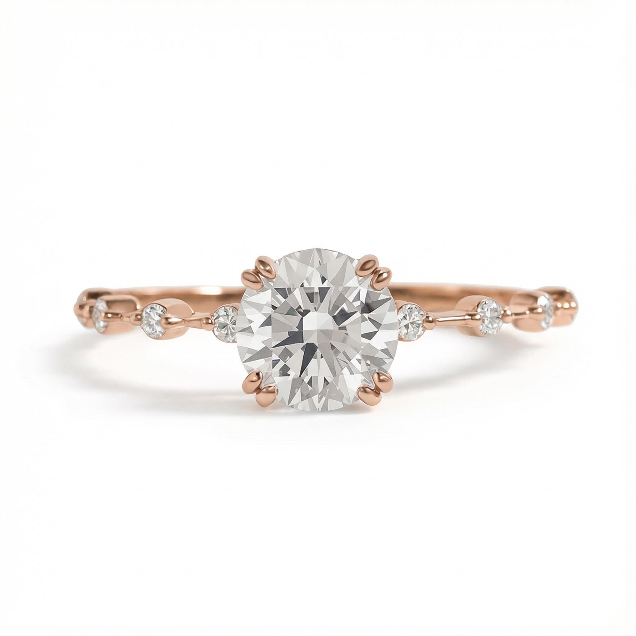 0.716CT Round Cut VVS Moissanite S925 Silver Engagement Ring