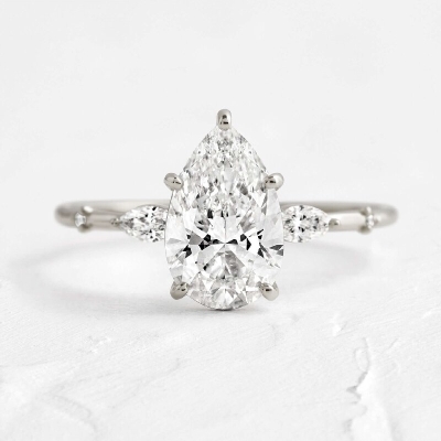 1.745CT Pear & Marquise Cut VVS Moissante S925 Silver Engagement Ring