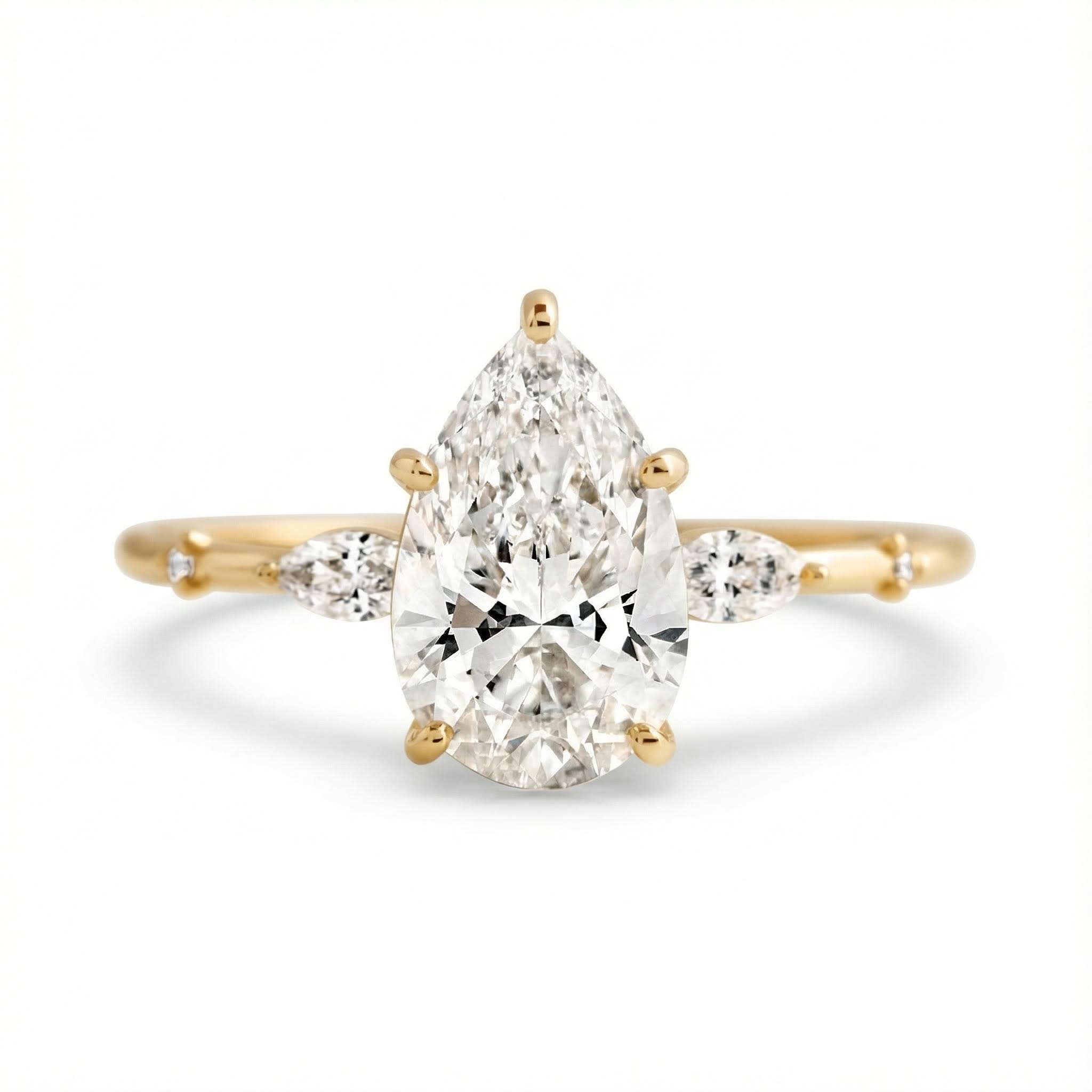 1.745CT Pear & Marquise Cut VVS Moissanite S925 Silver Engagement Ring 1.745CT Pear & Marquise Cut VVS Moissanite S925 Silver Engagement Ring