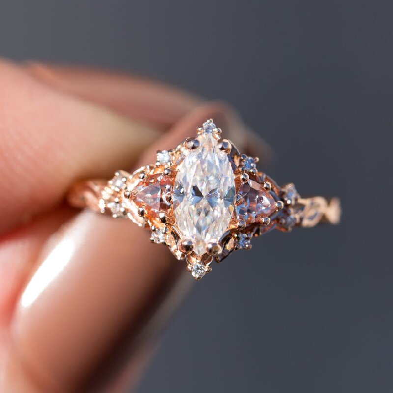 Marquise Cut Three stones Engagement Ring