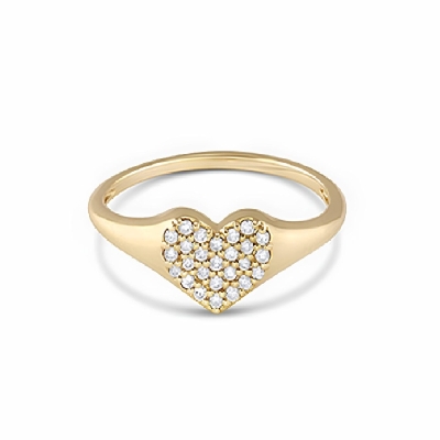 Paved Heart Signet Ring