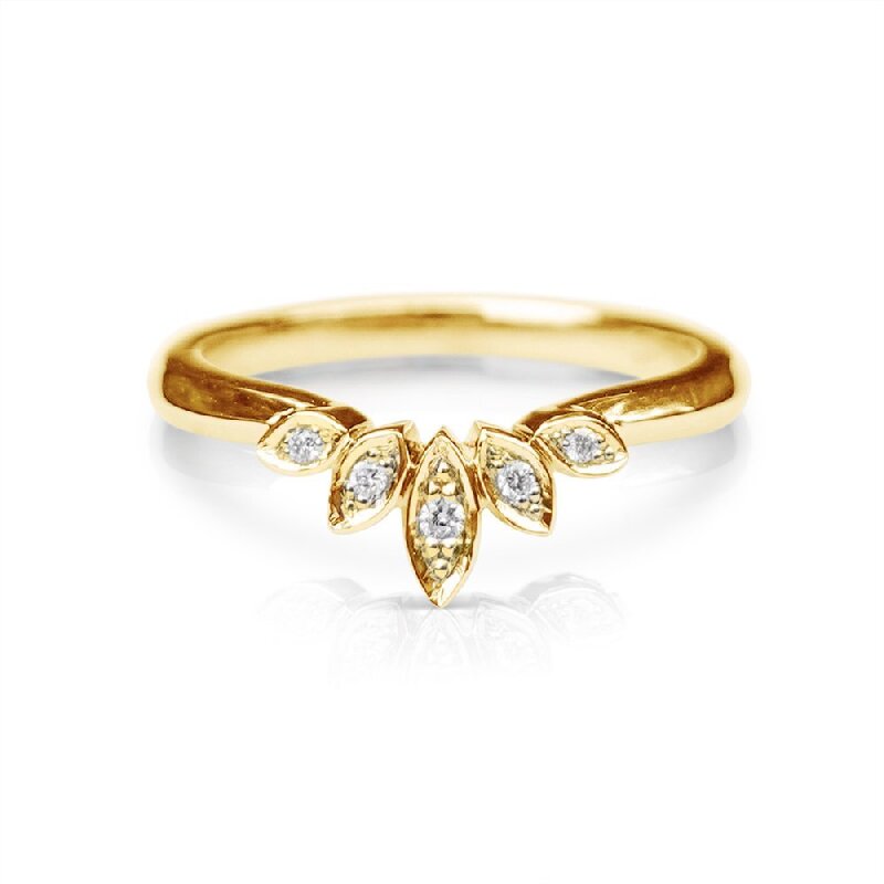 Round Cut Leaf Shape Wedding Band