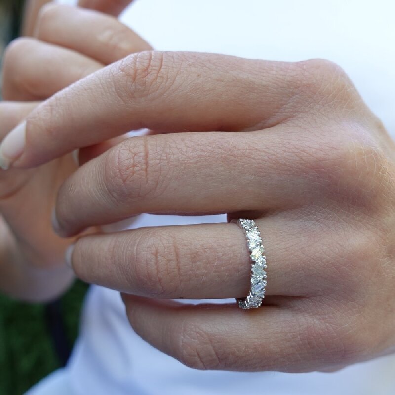 Scattered Zigzag Baguette and Round Cut Band Ring