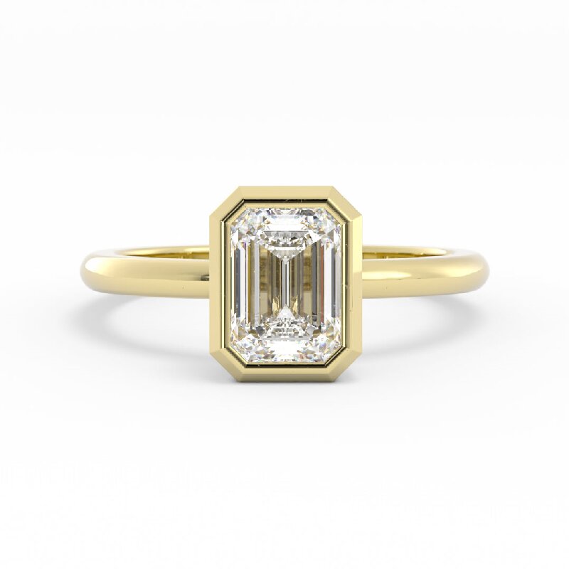 Signature Bezel Emerald Cut Engagement Rings