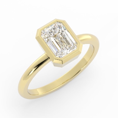 Signature Bezel Emerald Cut Engagement Rings