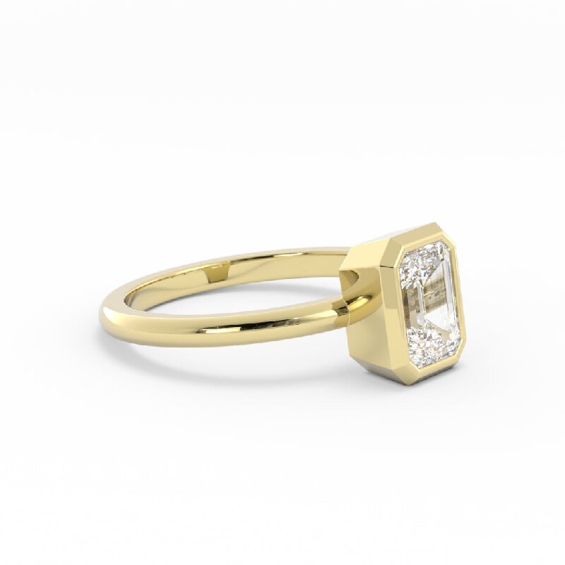 Signature Bezel Emerald Cut Engagement Rings