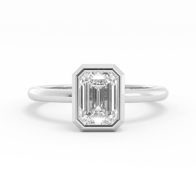 Signature Bezel Emerald Cut Engagement Rings