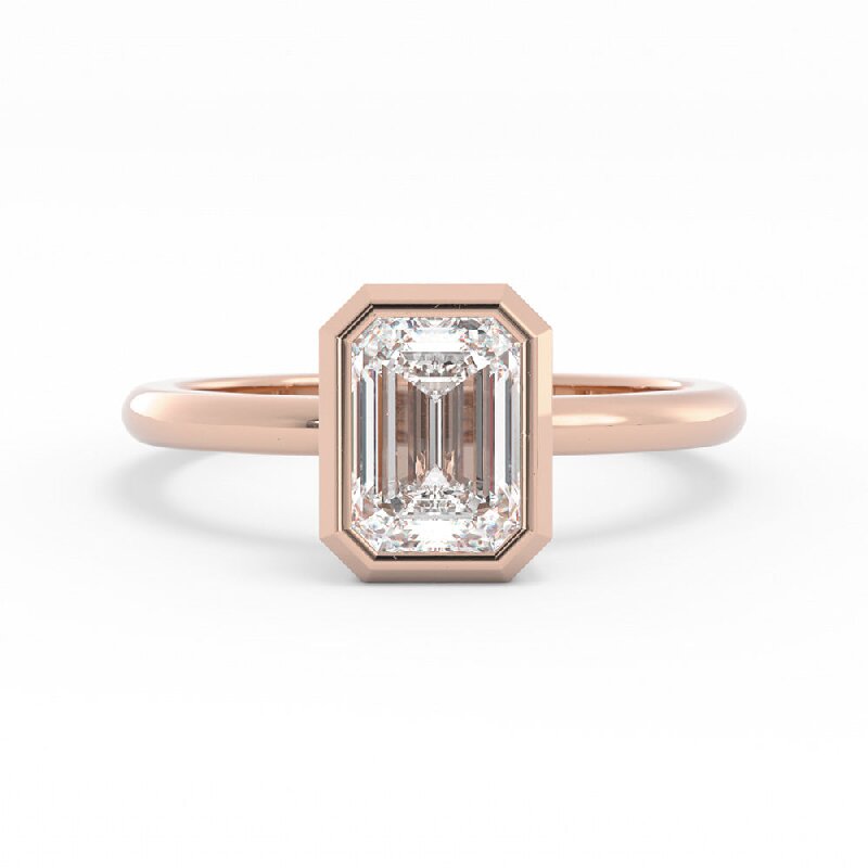 Signature Bezel Emerald Cut Engagement Rings