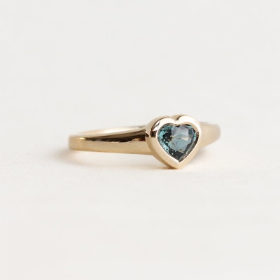 Heart Cut Teal Sapphire Ring