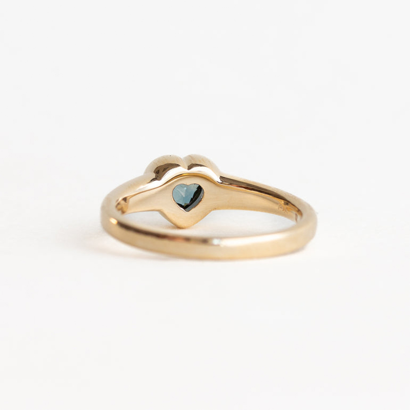 Heart Cut Teal Sapphire Ring