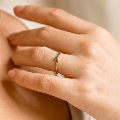 Simple Mini Birthstone Stack Ring