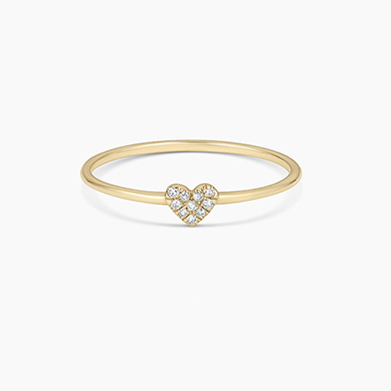 Paved Heart Simple Ring