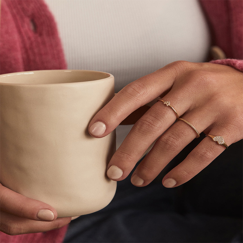 Paved Heart Simple Ring