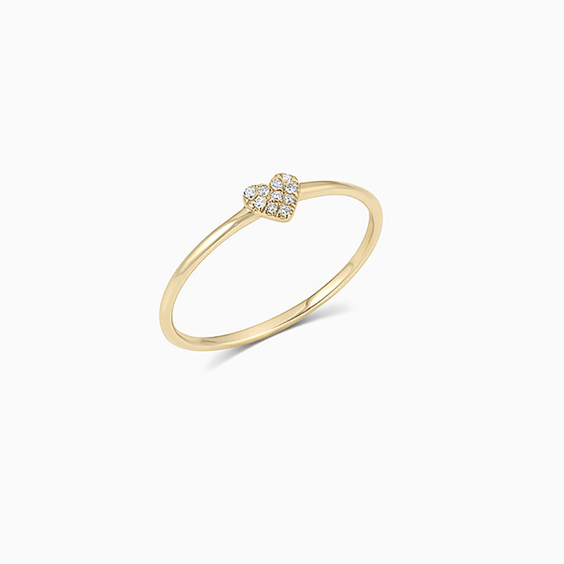 Paved Heart Simple Ring