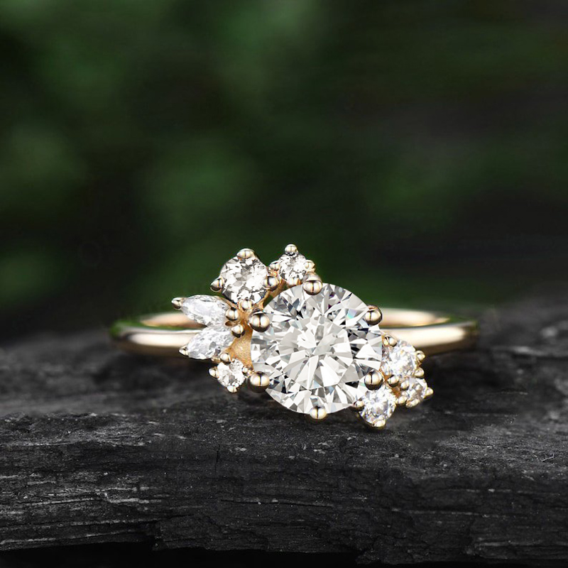 1.23CT Round & Marquise Cut VVS Moissanite S925 Silver Engagement Ring 1.23CT Round & Marquise Cut VVS Moissanite S925 Silver Engagement Ring