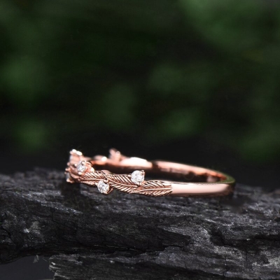 Iced Vintage Twig Branches Band Ring