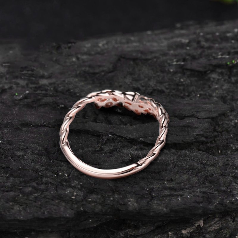 Curved Celtic Knot with Four Stones Wedding Band