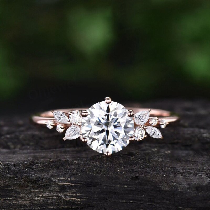 Round Cut Cluster Snowdrift Engagement Ring