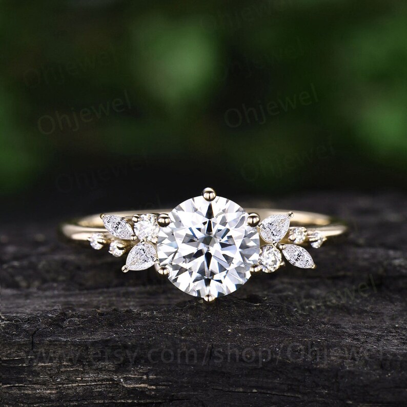 Round Cut Cluster Snowdrift Engagement Ring