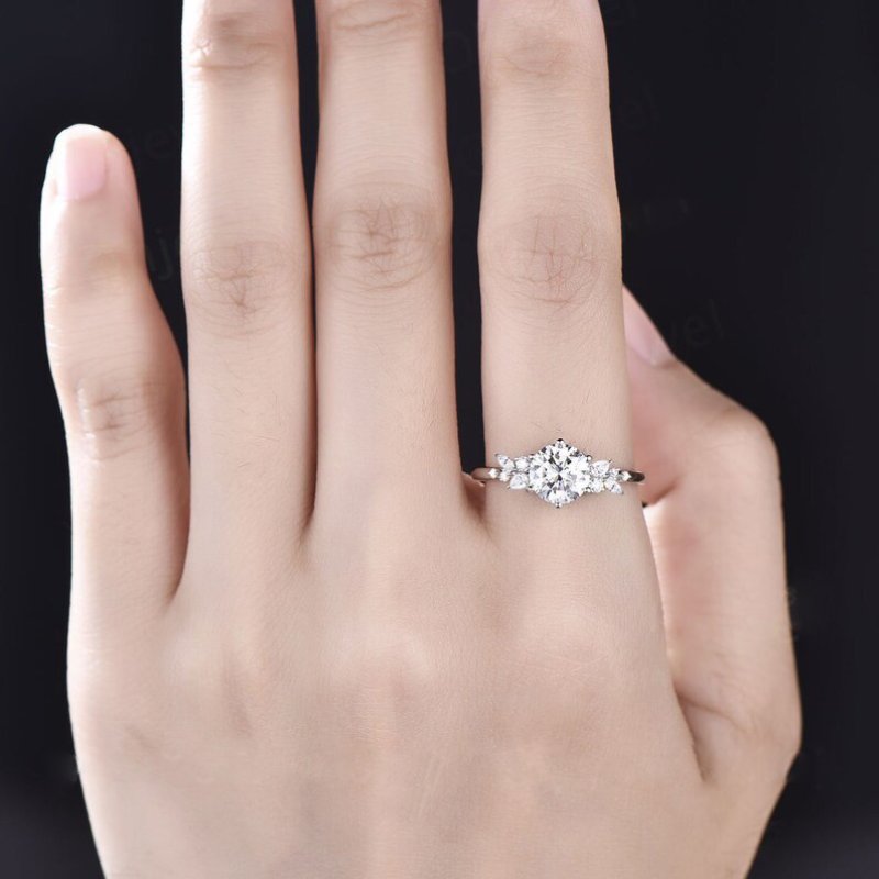 Round Cut Cluster Snowdrift Engagement Ring