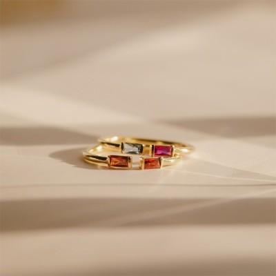 Double Baguette Birthstone Ring