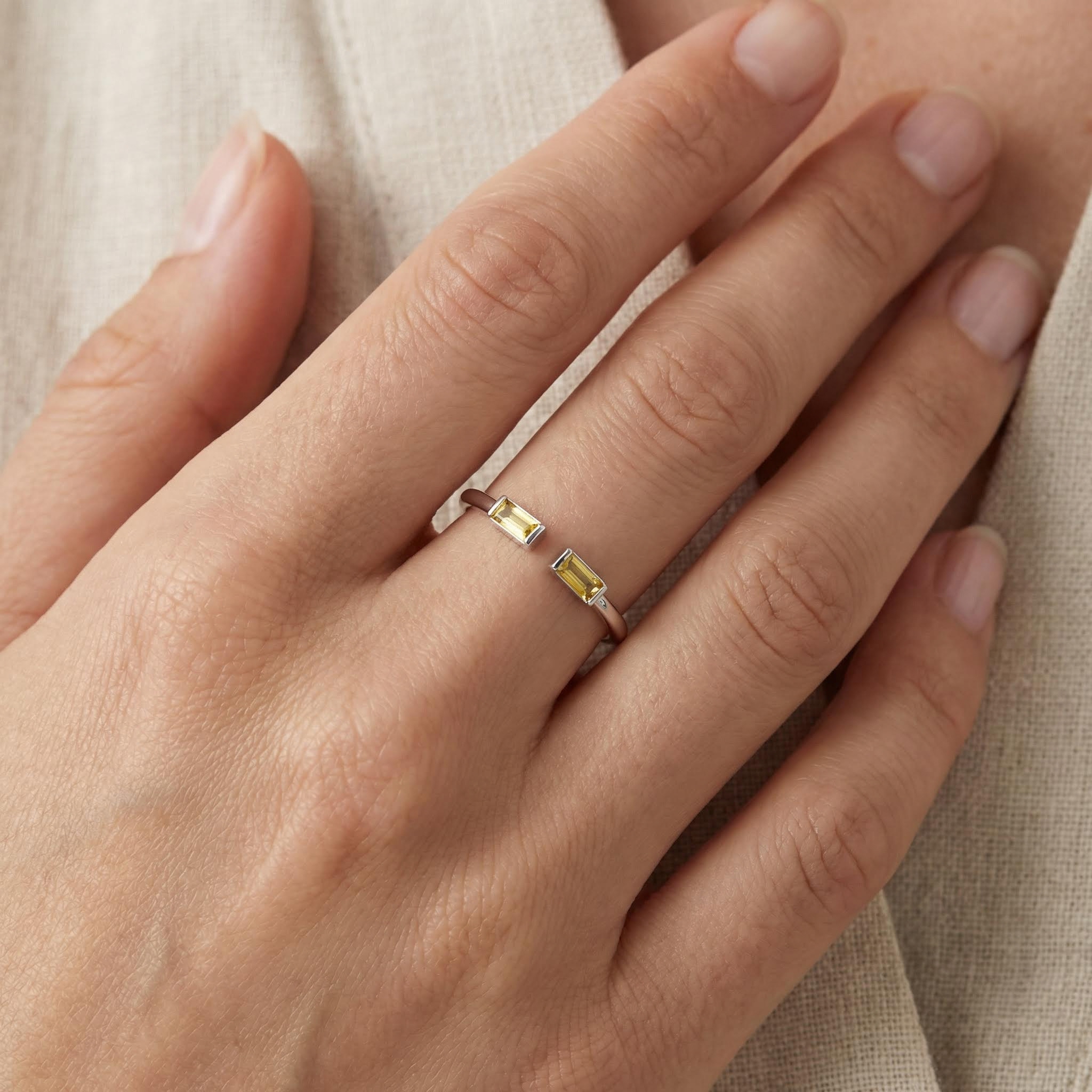 Double Baguette Birthstone Ring